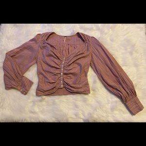 Free people dusty pink peasant top. Size small.